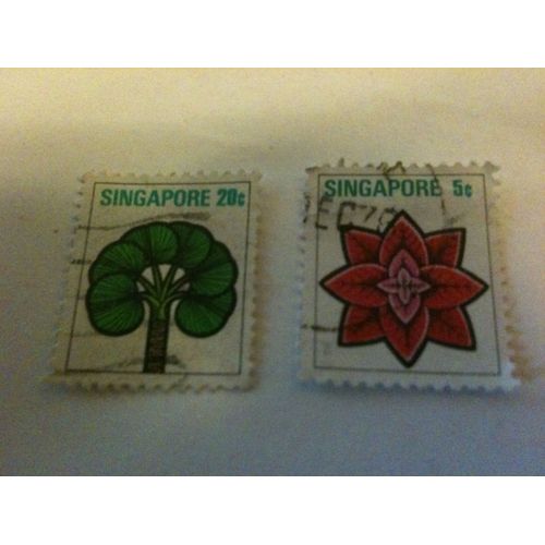 Lot De 2 Timbres Singapour