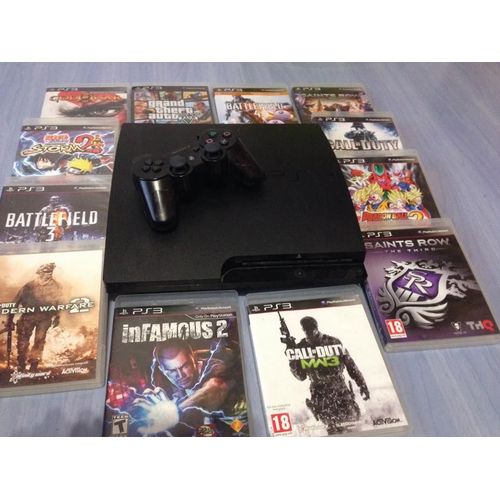 Ps3 Slim 320go 1mannette Dualshock 3 +12 Jeux 