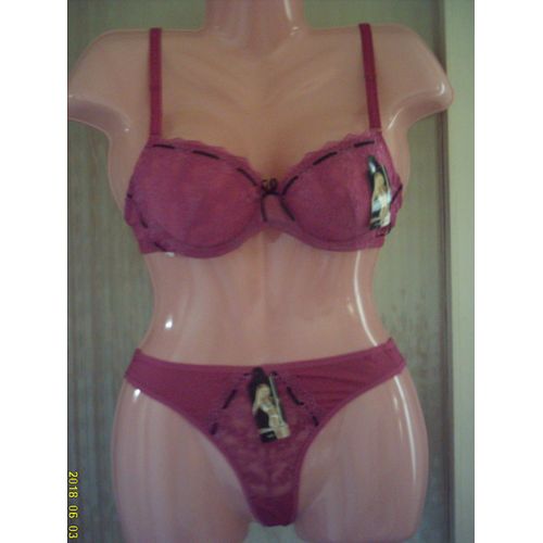 Ensemble Lingerie Soutien Gorge & String Rose Fuschia T : 36/ 80 B