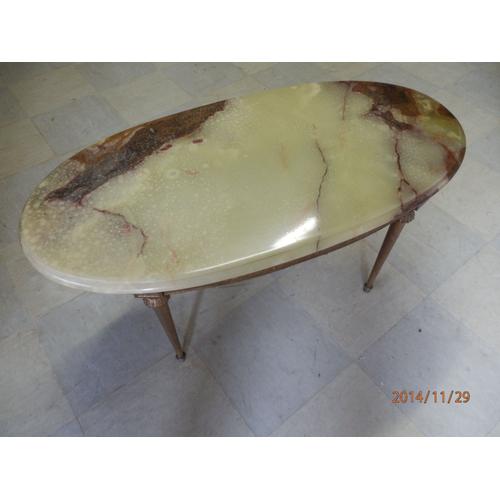 Table Basse Ovale Marbre Et Laiton