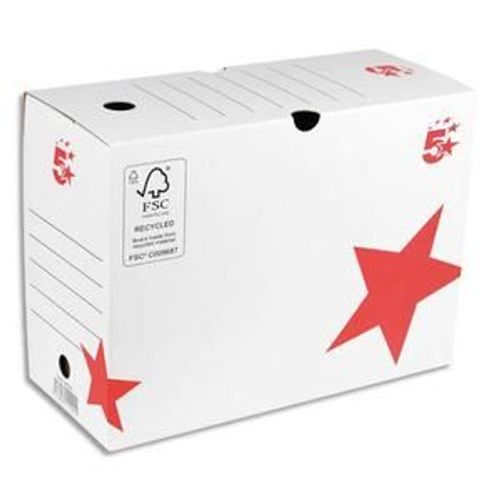 5 Etoiles Boîte À Archives Dos De 20 Cm, En Carton Ondulé Kraft Blanc
