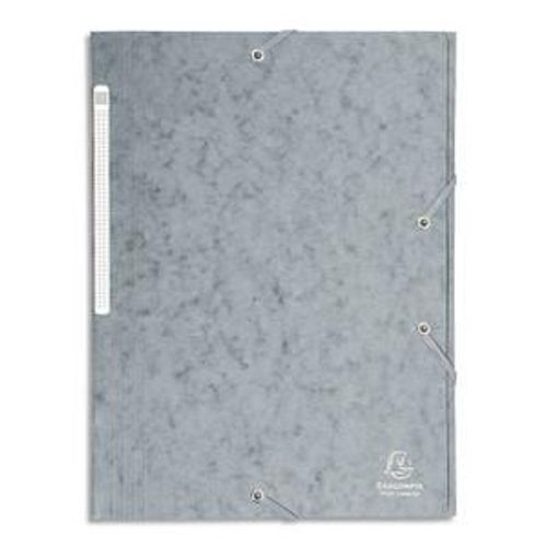 Exacompta Chemise 3 Rabats Et Élastique Monobloc , Carte Lustrée 5/10e Gris, Élastique Fixé Devant