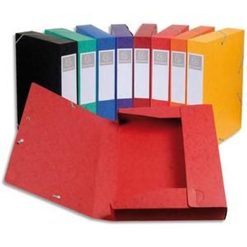 Exacompta Chemise 3 Rabats Et Élastique Exatobox Dos De 5 Cm, En Carte Lustrée 5/10e Coloris Assortis