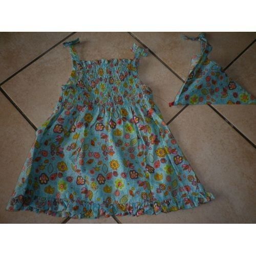 Robe Bébé Été + Fichu Assorti 6 Mois Neuf Étiquetté.