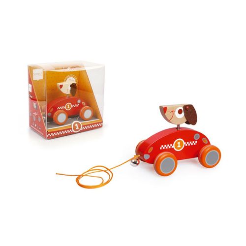 Dam Scratch Preschool: Trekfiguurtje Hond César 14x9x11cm, Met Belletje, In Doos, 18m+