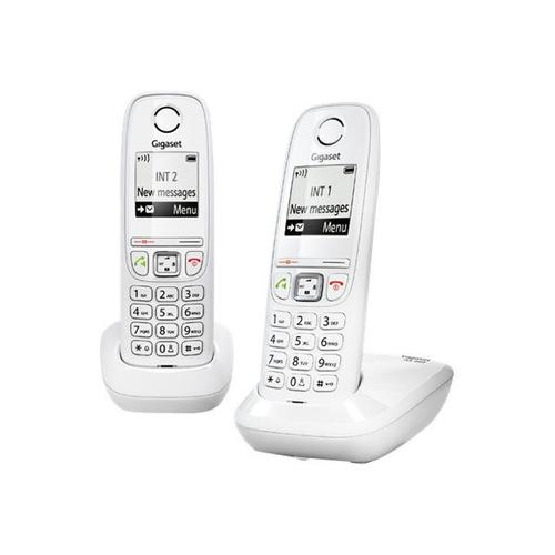 Gigaset AS405 Duo - Téléphone sans fil avec ID d'appelant - DECT\GAP - (conférence) à trois capacité d'appel - blanc + combiné supplémentaire