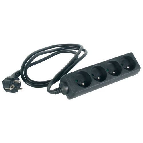 Multiprise électrique 4 prises 1.50m noire