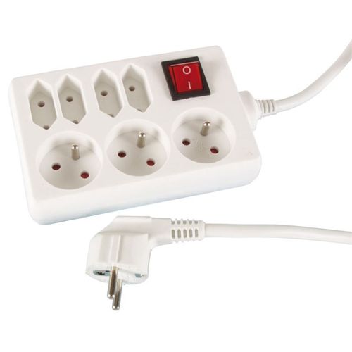 Multiprise électrique 7 prises 1.50m blanche