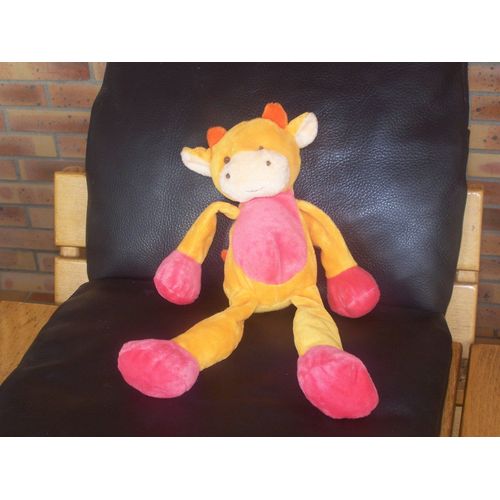 Doudou Vache Addex Junior Orange Et Rose