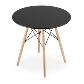 Table Style Scandinave, Artool, Ronde, Mdf Et Bois, Noir, Naturel, 80x72 Cm