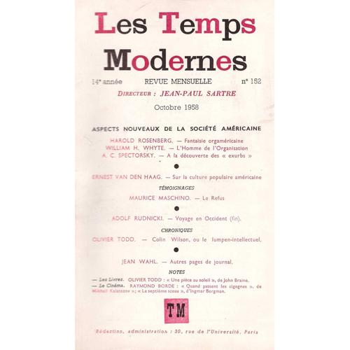 Les Temps Modernes : 14e Année, Numéro 152 De Octobre 1958