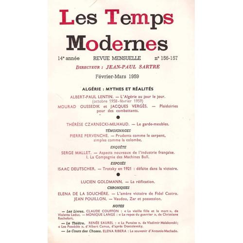 Les Temps Modernes : 14e Année, Numéro 156-157 De Février-Mars 1959