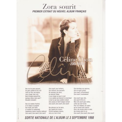 Celine Dion Lyrics Flyer Zora Sourit Recto