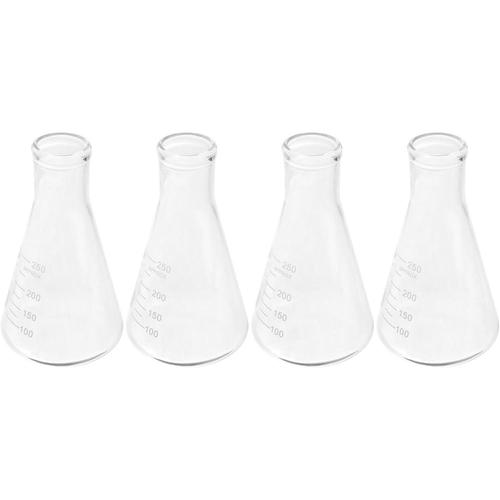 4 Pi¿¿ces Erlenmeyer 250Ml ¿¿paissie Borosilicate Verre ¿¿troite Bouche Ballon Erlenmeyer Air Planteur Ampoule pour Laboratoire Enfants Apprentissage ¿¿ducatif Jouet