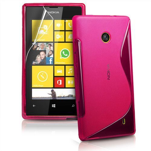 Étui Coque Souple En Silicone Pour Nokia Lumia 520 Incl. Protecteur D'écran S-Line Pink