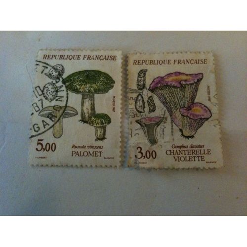 Lot De 2 Timbres Champignons France 1987