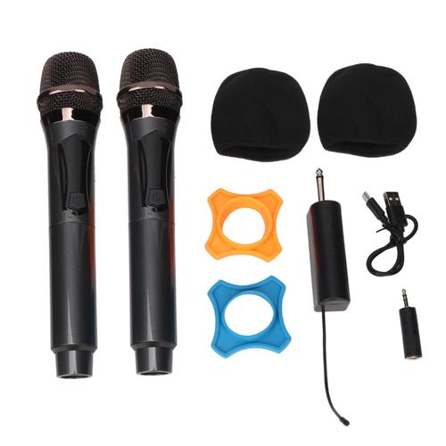 Microphone sans fil 1 pour 2, double système de micro karaoké dynamique Portable avec récepteur Rechargeable pour réunion de fête