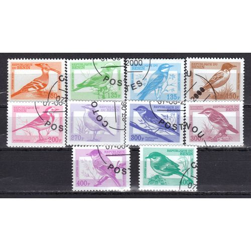 Benin 2000 : Oiseaux Divers - Série De 10 Timbres Oblitérés