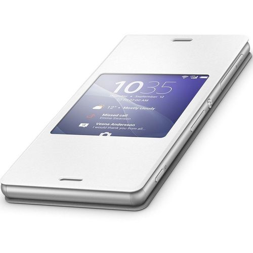 Etui Folio Blanc Origine Sony Avec Rabat Latéral Avec Fenêtre Pour Xperia Z3 Compact Scr26