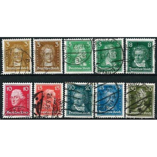 Allemagne, Rep. De Weimar 1926, Beaux Timbres Yvert 379 379a 385 Goethe, 380 380a Schiller, 381 384 Beethoven, 382 Frédéric Le Grand, 383 Kant Et 386 Lessing, Oblitérés Tbe -