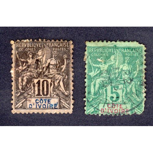 2 Timbres Côte D'ivoire 1892 N°4 Et 5