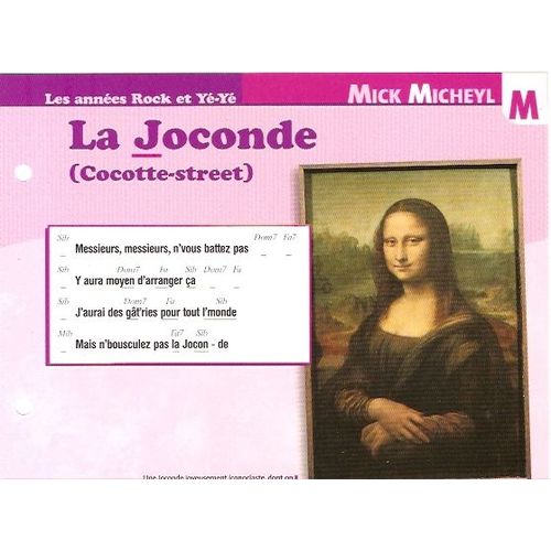 Fiche Chanson Atlas Mick Micheyl : La Joconde ( Cocotte-Street )