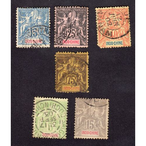 Série De 6 Timbres Indochine De 1892 Et 1899