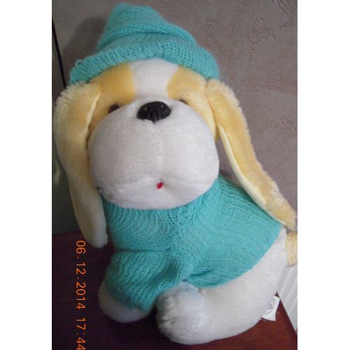Chien Vintage Blanc Et Jaune Mgm
