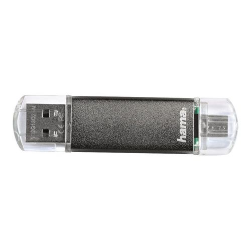 Hama FlashPen "Laeta Twin" - Clé USB - 64 Go - USB 2.0 - gris