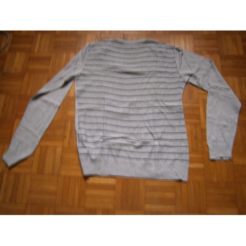 Pull Gris Clair Raye Bleu Taille M Marque Quiksilver