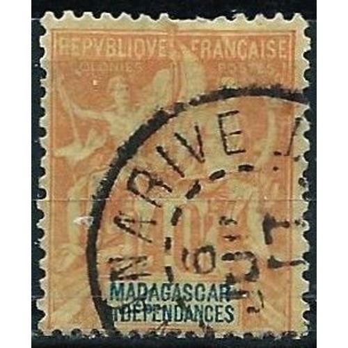 Madagascar, Colonie Française 1896 / 99, Beau Timbre Yvert 37, Type Sage "Colonies" 40c. Orange, Oblitéré, Cote 7 Euros, Dentelure Passable, Petit Prix.