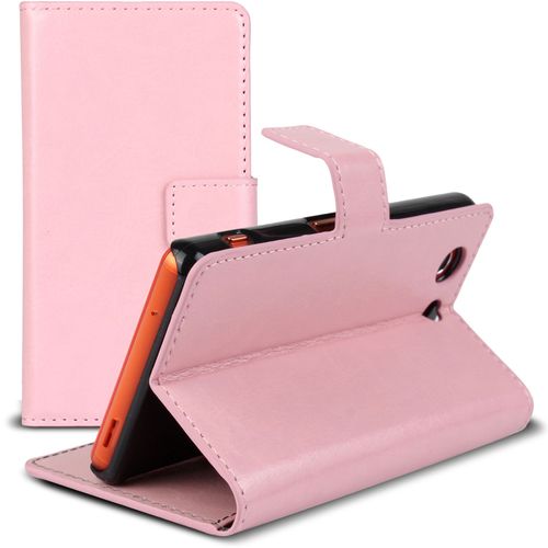 Caseink - Coque Housse Etui Smart Cover Folio Stand Sony Xperia Z3 Compact Cuirette Retro - Rose