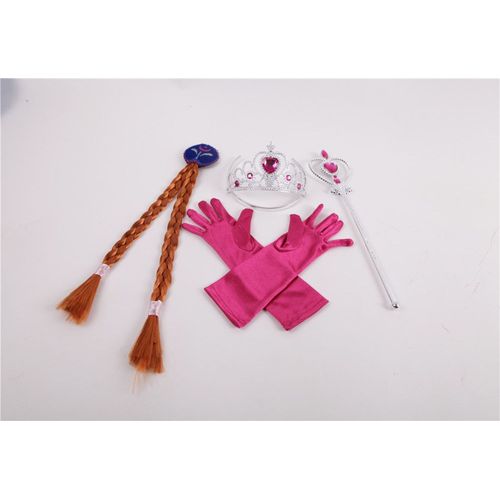 Pack Accessoires Costume Anna Elsa Reine Des Neiges Gants + Diadème +  Natte +  Baguette Magique Sceptre Royal Princesse Fée Spectacle Anniversaire Fête