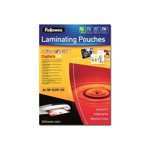 Fellowes Laminating Pouches SuperQuick Capture 125 micron - 125 microns pack de 100 - brillant - transparent - A4 (210 x 297 mm) pochettes plastifiées