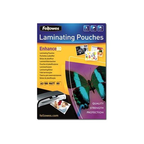 Fellowes Laminating Pouches Enhance 80 micron - Pack de 100 - mat - A3 (297 x 420 mm) pochettes plastifiées