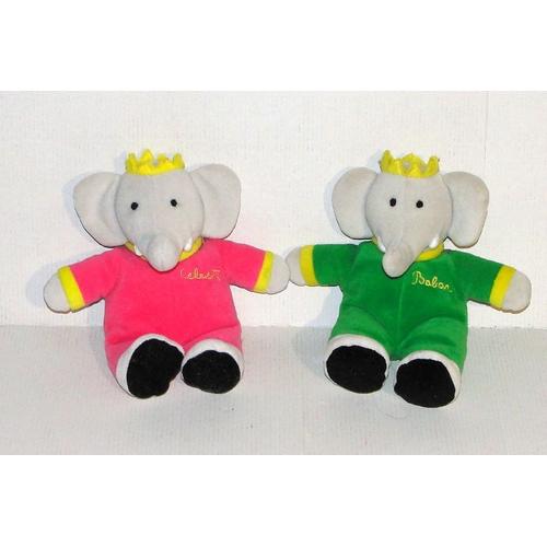 Peluche Babar Et Celeste Lot 2 Doudou Elephant Tigex