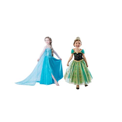 Offre Duo: Robe Elsa + Robe Anna Pour Amoureux De La Reine Des Neiges Déguisement Parfaite Irrésistible Pour Fête Soirée Anniversaires 