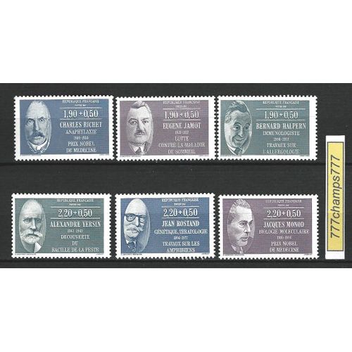 Personnages Célèbres. 1987. Charles Richet, Eugène Jamot, Bernard Halpern, Alexandre Yersin, Jean Rostand, Jacques Monod. Y & T 2454 À 2459
