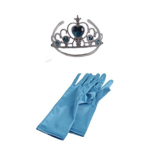Lot Ensemble Pack Déguisement Gants Couronne Diadème Tiare Accesoires Princesse Reine Des Neiges Elsa Fée Costume Enfants Cosplay Fête Anniversaire Carnaval  Envoi Rapide