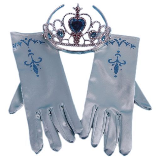 Gants Elsa + Diadème Bleu  Pour Enfant Colorie Bleus Turquoises Déguisement Réussite De La Reine Des Neiges Look Elsa Super Jolie 