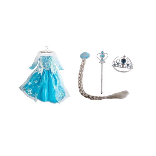 Robe Elsa Avec Accessoires Déguisement La Reine Des Neiges Cosplay Total Pour Fête Soirée Anniversaires Extra Mignon