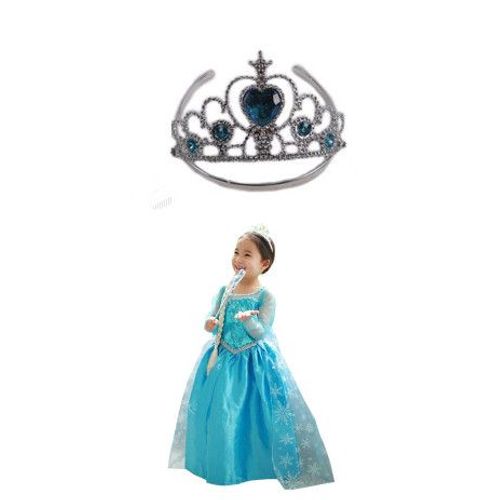 Robe Elsa Tout Bleu Avec Couronne Pour Déguisement Costume Elsa La Reine Des Neiges Kawaii Mignon Envoie Immédiat Anniversaires Fête 