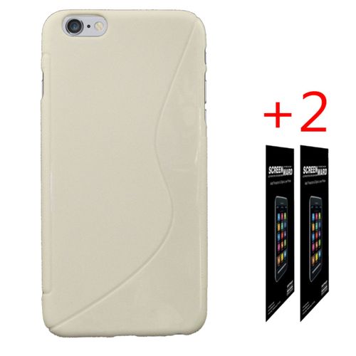 Pour Apple Iphone 6 Plus : Etui Silicone Protection Blanc+ 2 Films