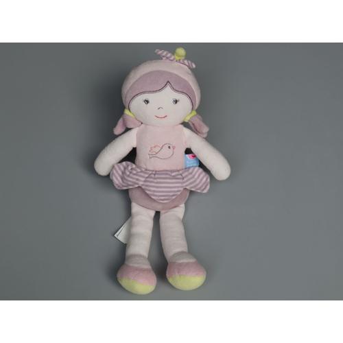 Doudou Poupée Rose Mauve Oiseau Sucre D'orge