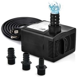 Costway Mini Pompe À Eau Submersible 1450l-H 30w-Levage 2,5m-3 Buses-Ultra Silencieuse-Anti Séchage-Aquarium,Etang,Fontaine