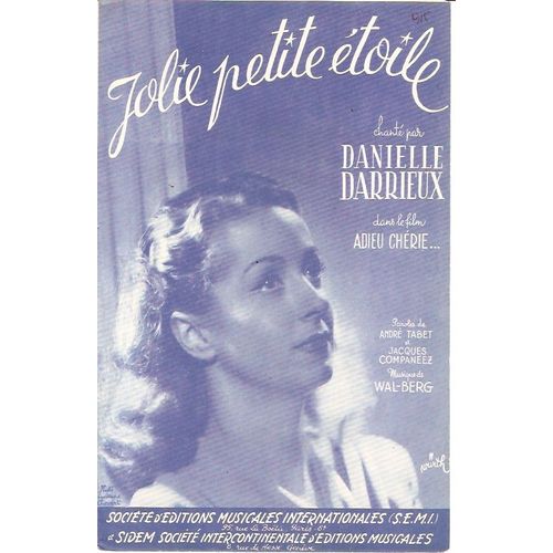 Partition Danielle Darrieux Jolie Petite Étoile Du Film Adieu Cherie