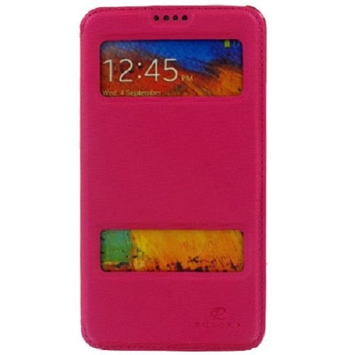Etui Folio Puloka Serie Magnet Avec Fenetre  Pour Samsung Galaxy Note 3 N9000 Rose