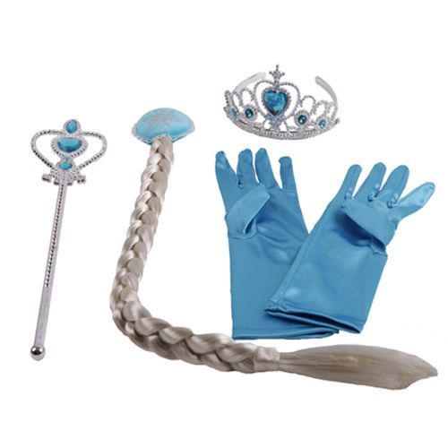 Pack Accessoires Costume Anna Elsa Reine Des Neiges Gants + Diadème +  Natte +  Baguette Magique Sceptre Royal Princesse Fée Spectacle Anniversaire Fête