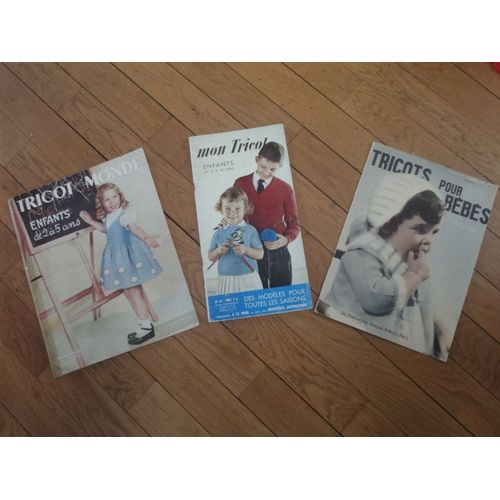Lot De 3 Revues Anciennes Sur Le Tricot Pour Enfants-Modèles Des Années 1937- 1954-1960.