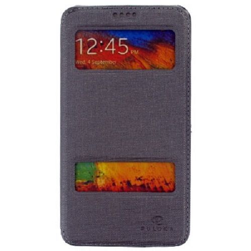 Etui Folio Puloka Serie Magnet Avec Fenetre  Pour Samsung Galaxy Note 3 N9000 Gris